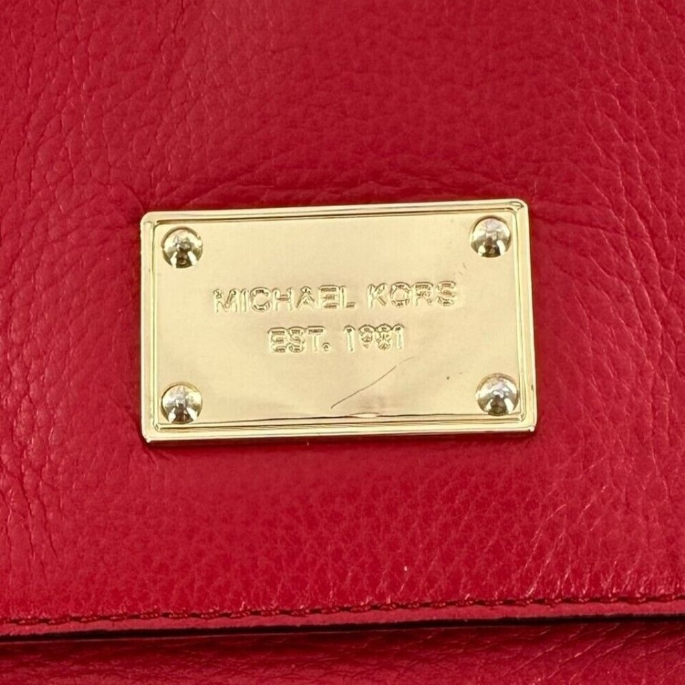 Michael Kors Red Pebbled Leather Envelope Clutch Shoulder Bag - Picture 2 of 7